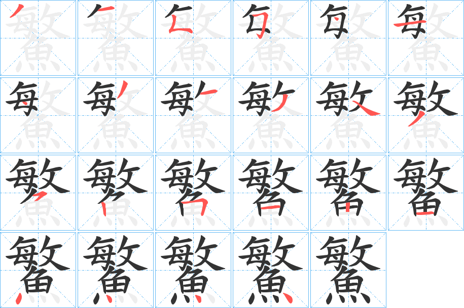 鰵字的筆順分步演示