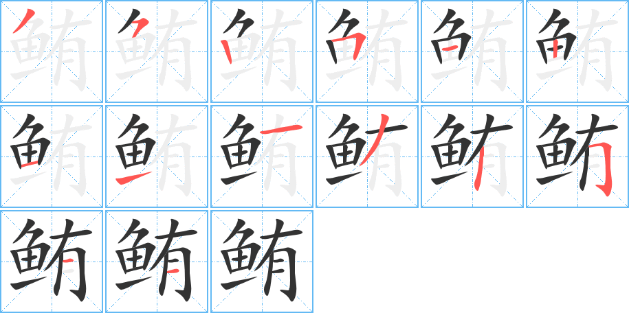 鮪字的筆順分步演示