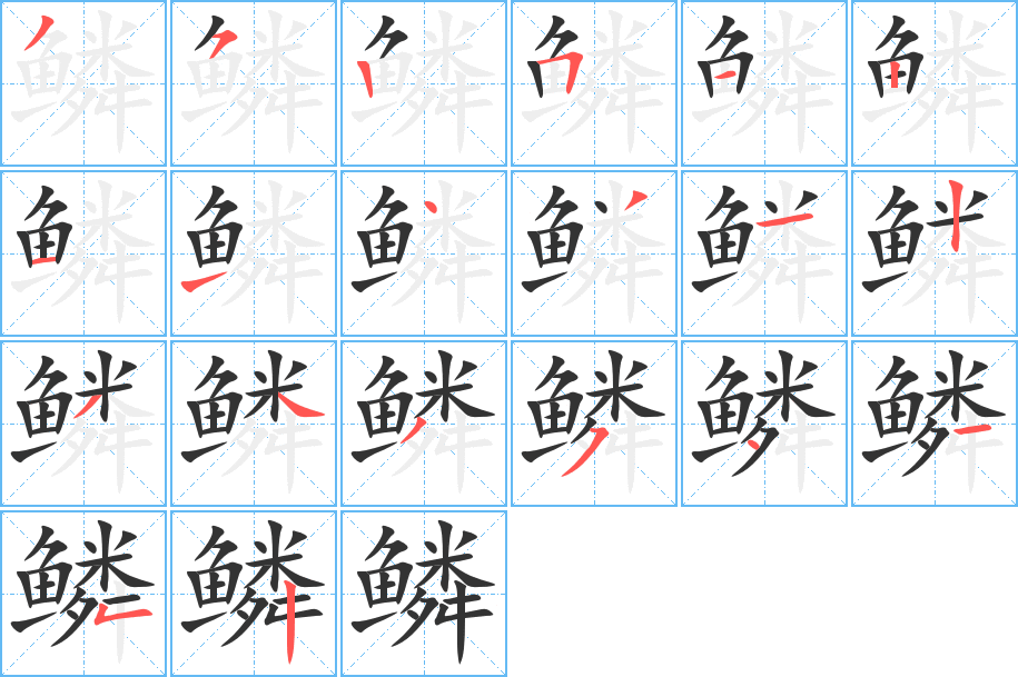 鱗字的筆順分步演示