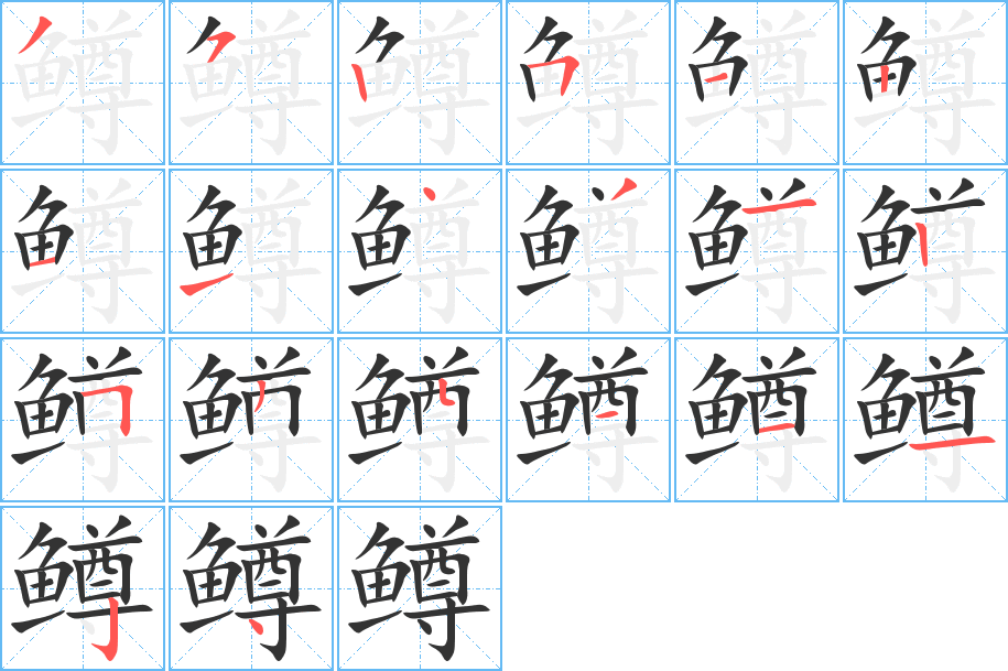 鱒字的筆順分步演示