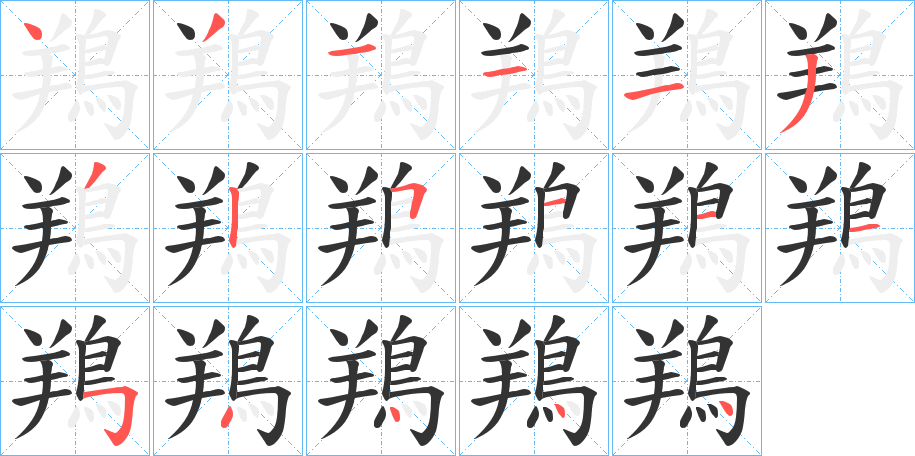 鴹字的筆順分步演示