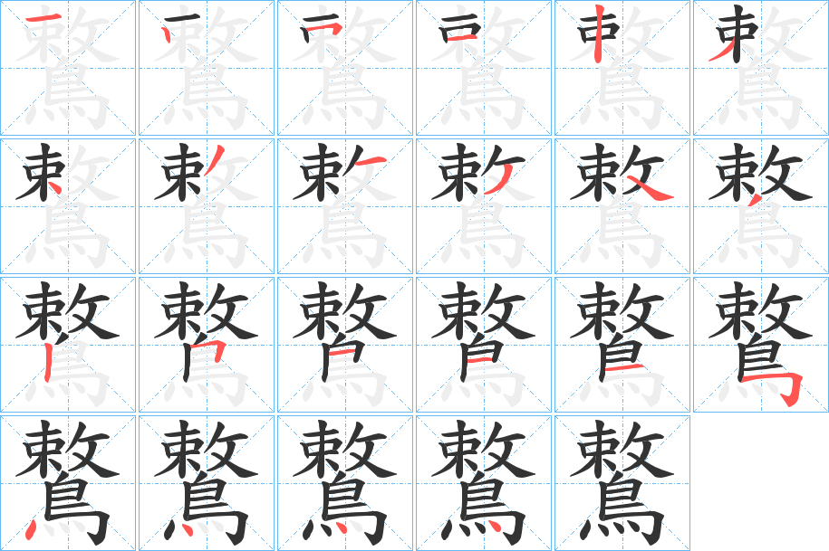 鷘字的筆順分步演示